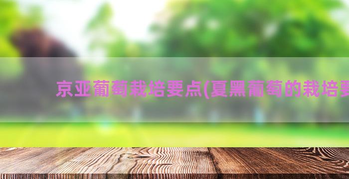 京亚葡萄栽培要点(夏黑葡萄的栽培要点)