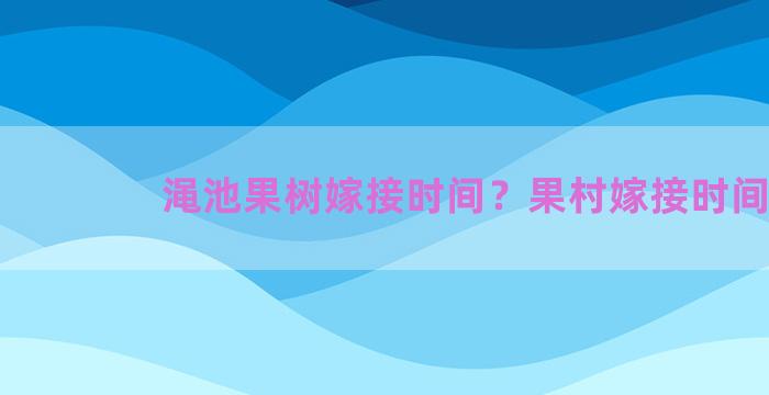 渑池果树嫁接时间？果村嫁接时间